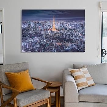 Amazon.co.jp: 絵画 東京タワーと夜の街インテリア 絵画 東京タワーの